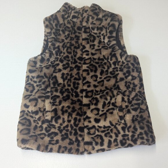Takara Girls Size Medium Leopard Print Furry Vest *Possible small stain - Picture 1 of 10